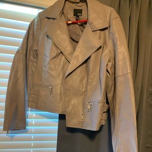 Womens grey leather jacket size large